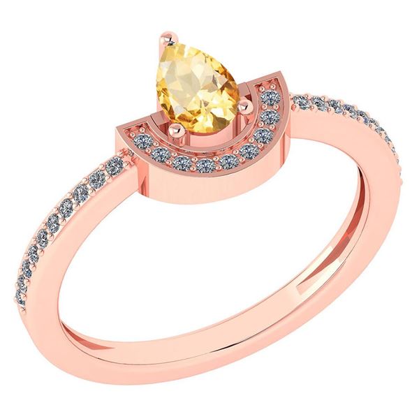 Certified 0.64 Ctw Citrine And Diamond 14k Rose Gold Ri