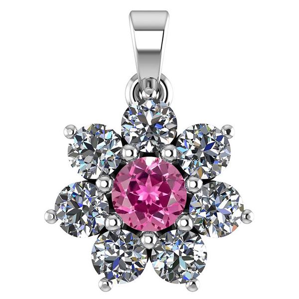 Certified 0.93 Ctw Pink Tourmaline And Diamond 18K Whit
