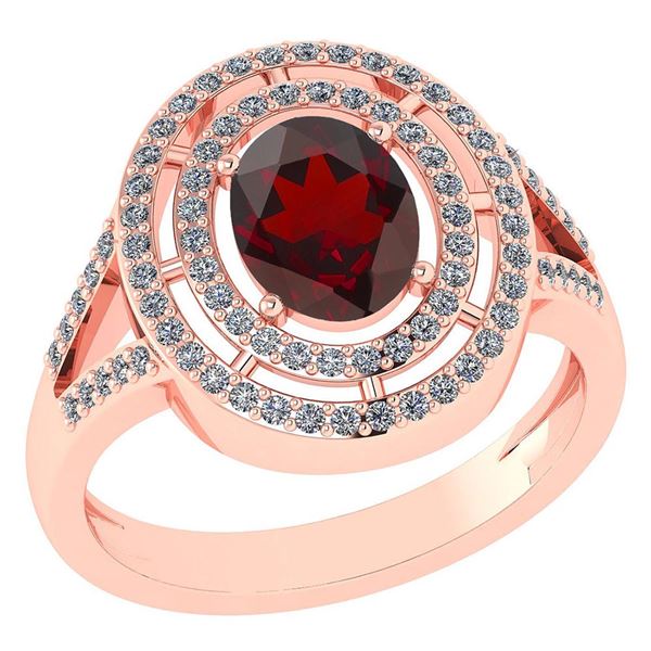 Certified 1.66 Ctw Garnet And Diamond 14k Rose Gold Hal