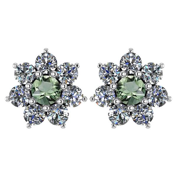 Certified 1.86 Ctw Green Amethyst And Diamond 14k White