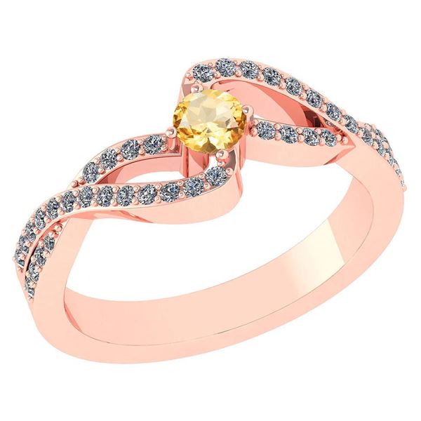 Certified 0.61 CTW Citrine And Diamond 14k Rose Gold Ha