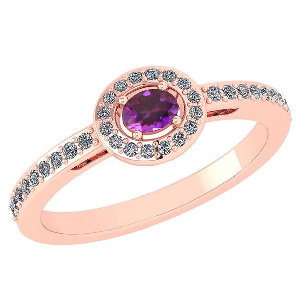 Certified 0.29 Ctw Amethyst And Diamond 14k Rose Gold H
