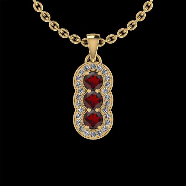 Certified 0.92 Ctw Garnet And Diamond I1/I2 10K Yellow