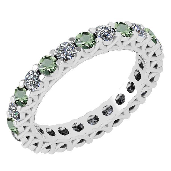 Certified 1.61 Ctw Green Amethyst And Diamond 18K White