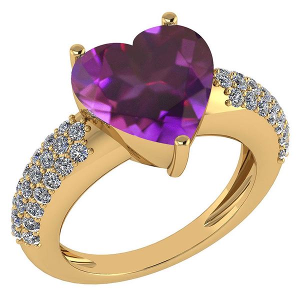 Certified 5.31 Ctw Amethyst And Diamond VS/SI1 Ring 14K