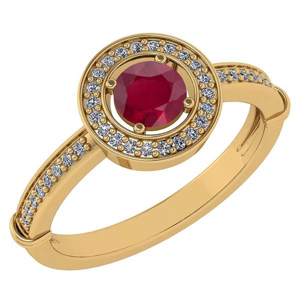 Certified 0.94 Ctw Ruby And Diamond 14k Yellow Gold Rin