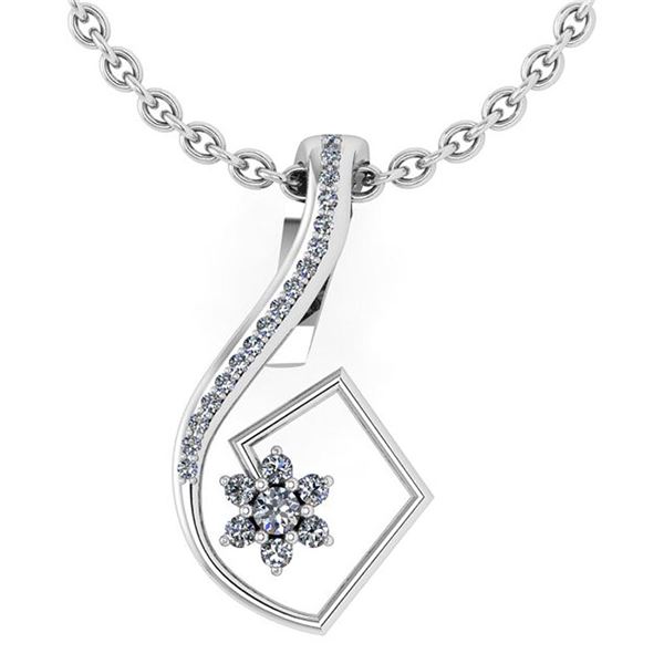Certified 0.58 Ctw Diamond 14k White Gold Halo Pendant
