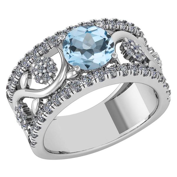 Certified 2.00 Ctw Aquamarine And Diamond VS/SI1 Weddin