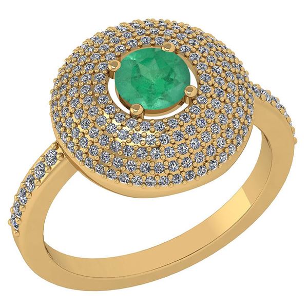 Certified 0.99 CTW Emerald And Diamond 14k Yellow Gold