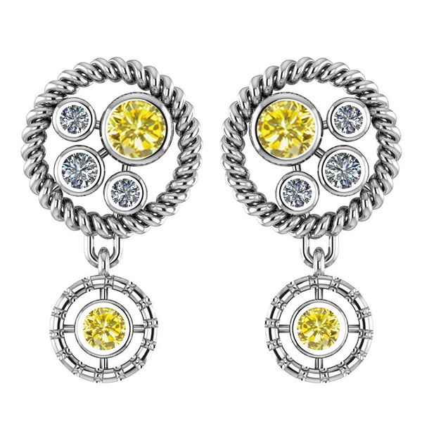 Certified 0.84 Ctw Treated Fancy Yellow Diamond Wedding