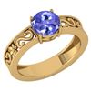 Image 1 : Certified 1.25 Ctw Tanzanite Solitaire Ring with Filigr