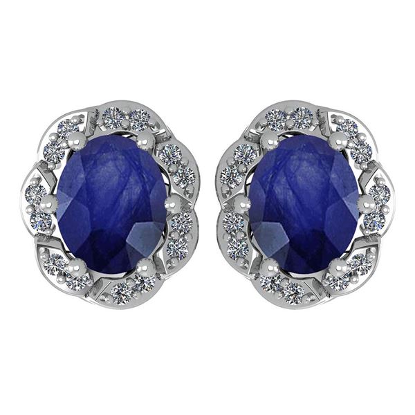 Certified 0.88 Ctw Blue Sapphire And Diamond 14K White