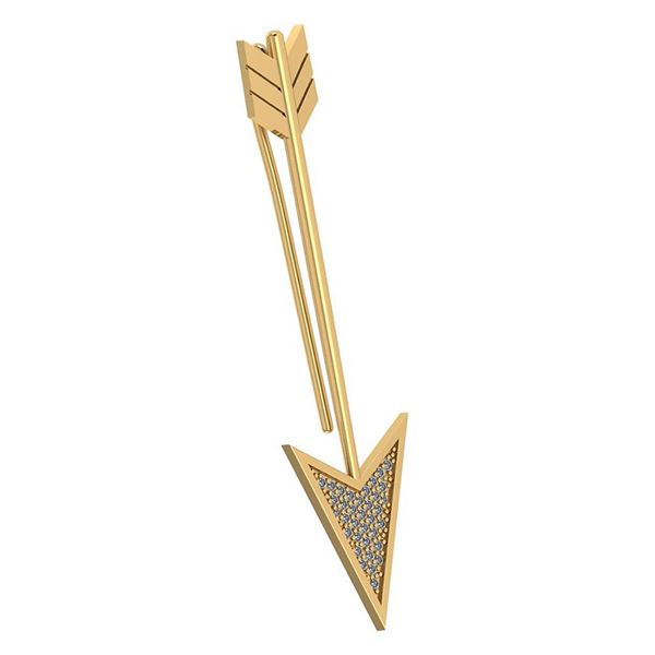 Certified 0.18 Ctw Diamond Mens TiePin 18K Yellow Gold