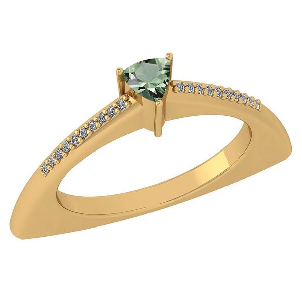 Certified 0.35 Ctw Green Amethyst And Diamond 14k Yello