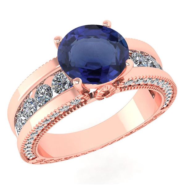 Certified 2.24 Ctw Blue Sapphire And Diamond Wedding/En
