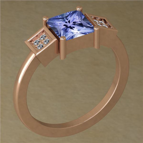 Certified 0.79 Ctw Tanzanite And Diamond VS/SI1 18K Ros