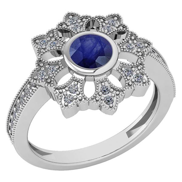 Certified 0.67 Ctw Blue Sapphire And Diamond VS/SI1 Eng