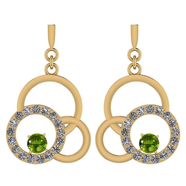 Certified 0.75 Ctw Peridot And Diamond VS/SI1 Earrings