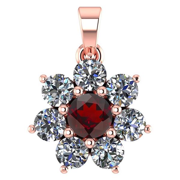 Certified 0.93 Ctw Garnet And Diamond 18K Rose Gold Hal
