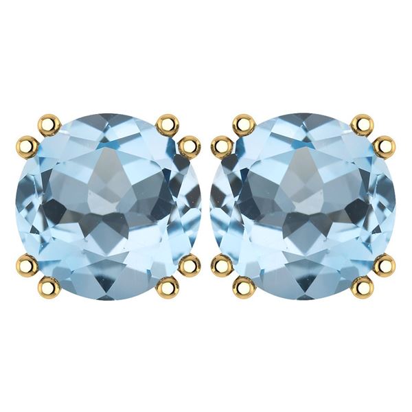 Certified 6.00 Ctw Genuine Aquamarine 14K Yellow Gold S