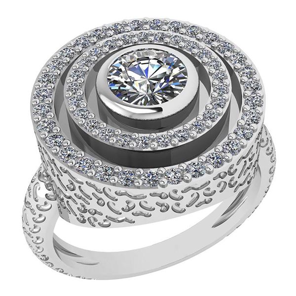 Certified 0.87 Ctw Diamond Wedding/Engagement 14K White