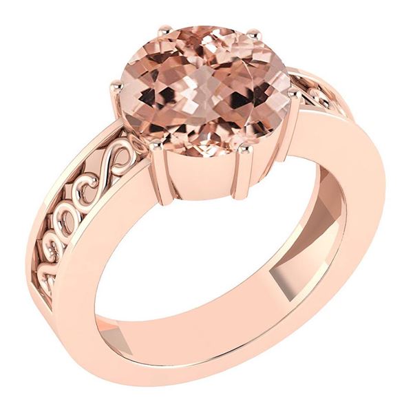 Certified 1.25 Ctw Morganite Solitaire Ring with Filigr