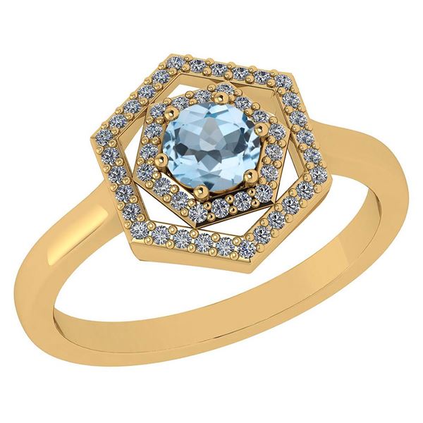 Certified 0.69 Ctw Aquamarine And Diamond 14k Yellow Go
