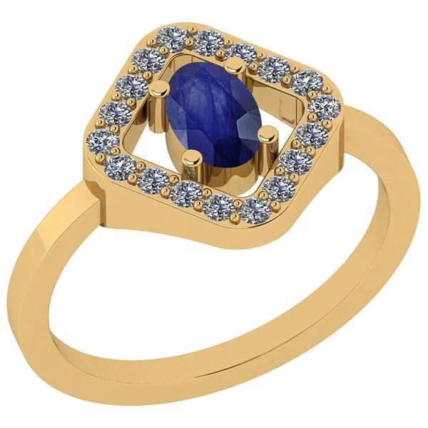 Certified 0.60 Ctw Blue Sapphire And Diamond VS/SI1 18k