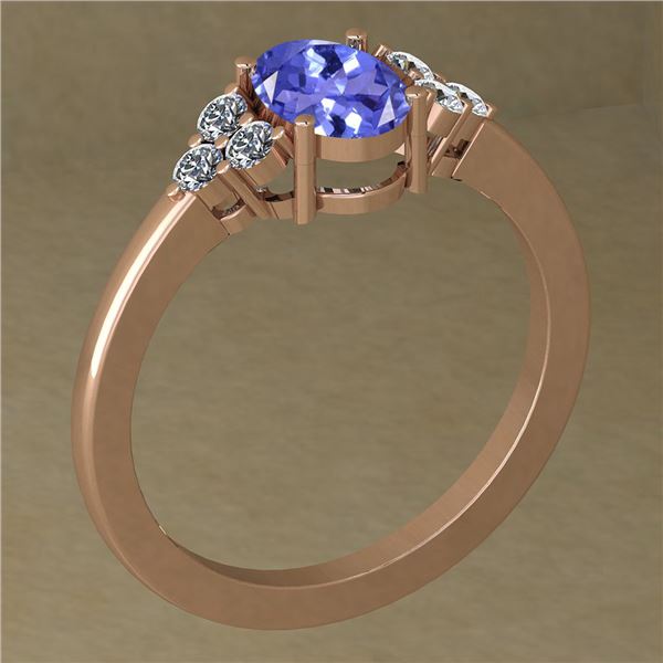 Certified 0.65 Ctw Tanzanite And Diamond 12/I3 14 K Ros