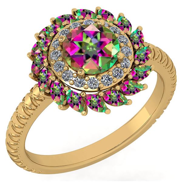 Certified 2.40 Ctw Mystic Topaz And Diamond VS/SI1 Halo