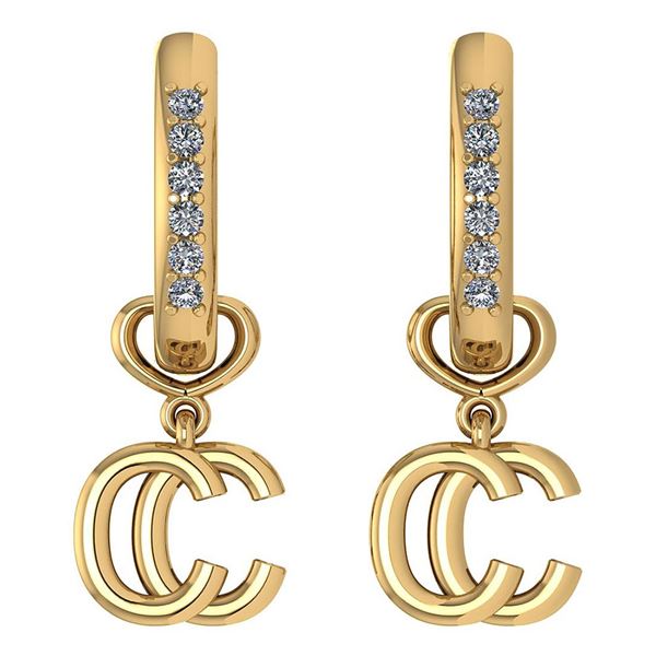 Certified 0.16 Ctw Diamond Alphabet C Earrings For wome