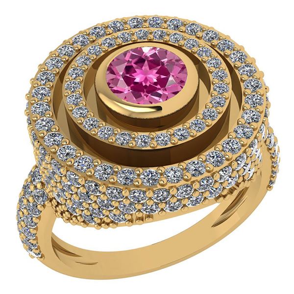 Certified 2.05 Ctw Pink Tourmaline And Diamond Wedding/