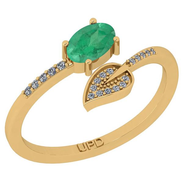 Certified 0.58 Ctw SI2/I1 Emerald And Diamond 14K Yello