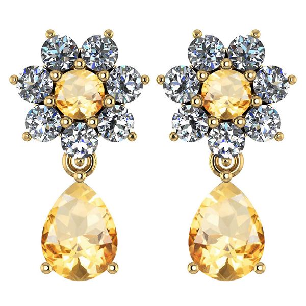 Certified 4.86 Ctw Citrine And Diamond 14k Yellow Gold