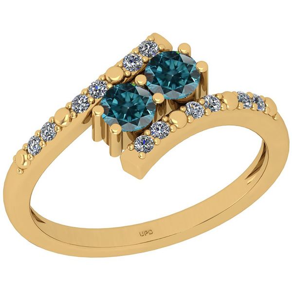 Certified 0.64 Ctw I2/I3 Treated Fancy Blue And Diamond