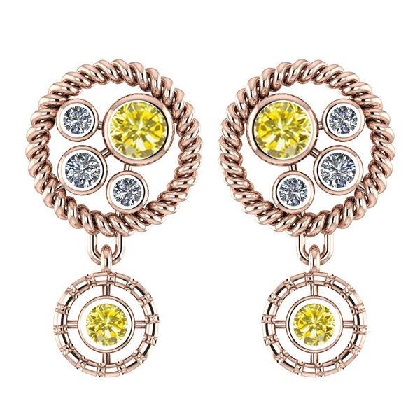 Certified 0.84 Ctw Treated Fancy Yellow Diamond Wedding