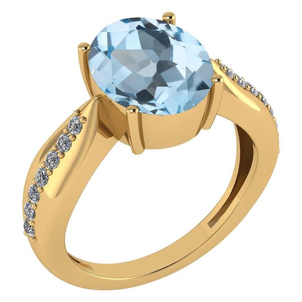 Certified 5.30 Ctw Blue Topaz And Diamond VS/SI1 Ring 1