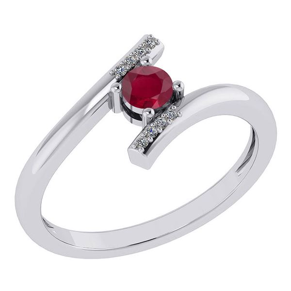 Certified 0.27 Ctw Ruby And Diamond 14k White Gold Halo