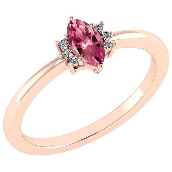 Certified 0.68 Ctw Pink Tourmaline And Diamond VS/SI1 R
