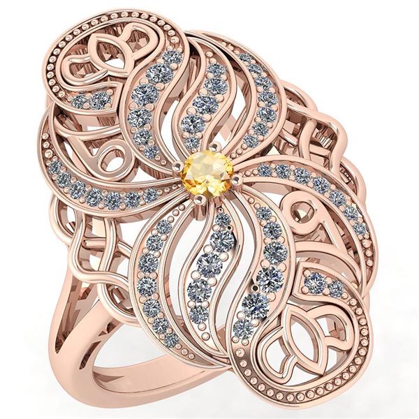 Certified 0.59 Ctw Citrine And White Diamond Wedding/En