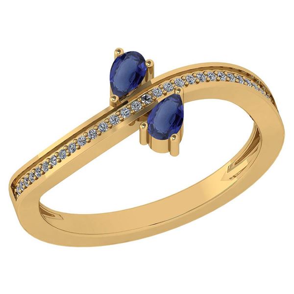 Certified 0.50 Ctw Blue Sapphire And Diamond 14k Yellow