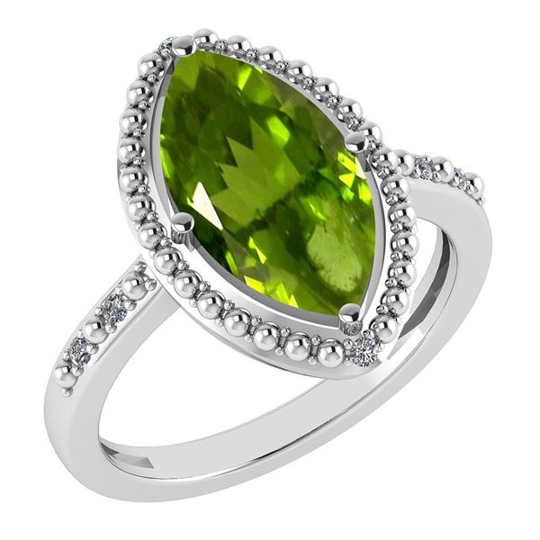 Certified 1.58 Ctw Peridot And Diamond VS/SI1 Ring 14K