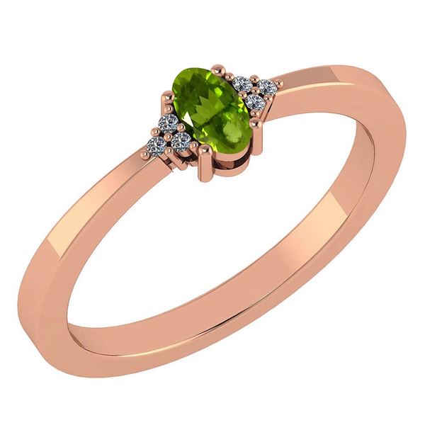 Certified 0.24 CTW Peridot And Diamond 14k Rose Gold Ha