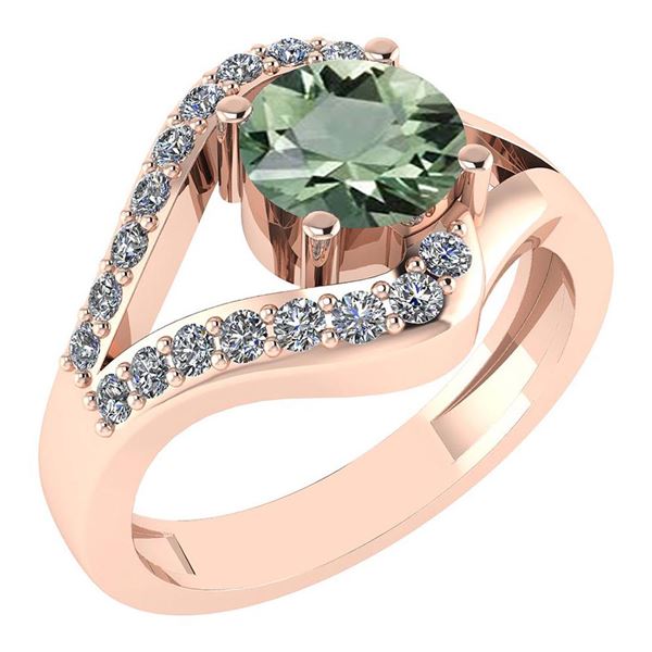 Certified 1.07 Ctw Green Amethyst And Diamond VS/SI1 Ha