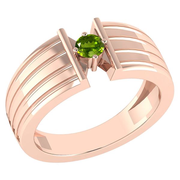 Certified 0.20 Ctw Peridot Solitaire Ring 18K Rose Gold