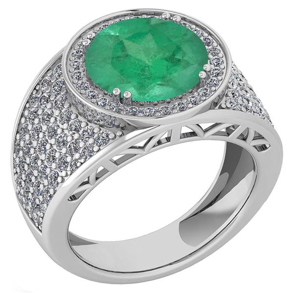 Certified 4.71 Ctw Emerald And Diamond VS/SI1 Engagemen