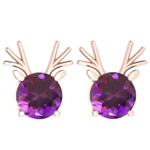Certified 12.00 Ctw Amethyst Stud Earrings 14K Gold Ros