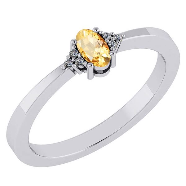 Certified 0.24 CTW Citrine And Diamond 14k White Gold H