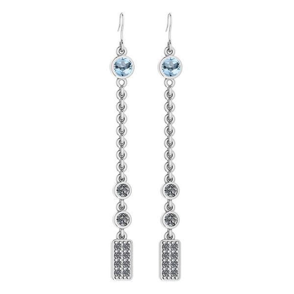 Certified 1.13 Ctw Blue Topaz And Diamond VS/SI1 Earrin