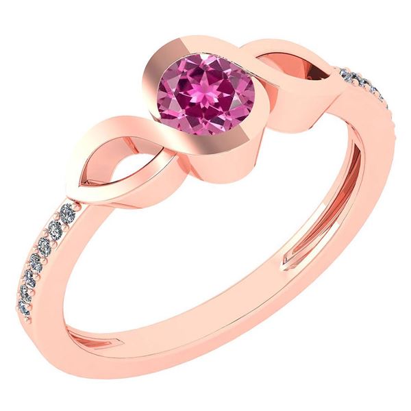 Certified 0.52 Ctw Pink Tourmaline And Diamond 18K Rose